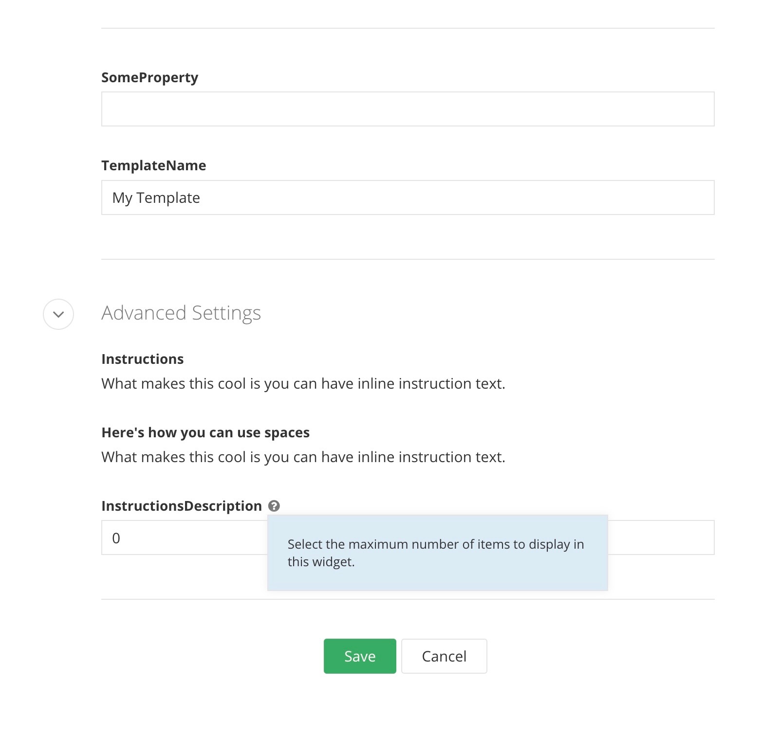 Sitefinity Widget Designer with Instructions